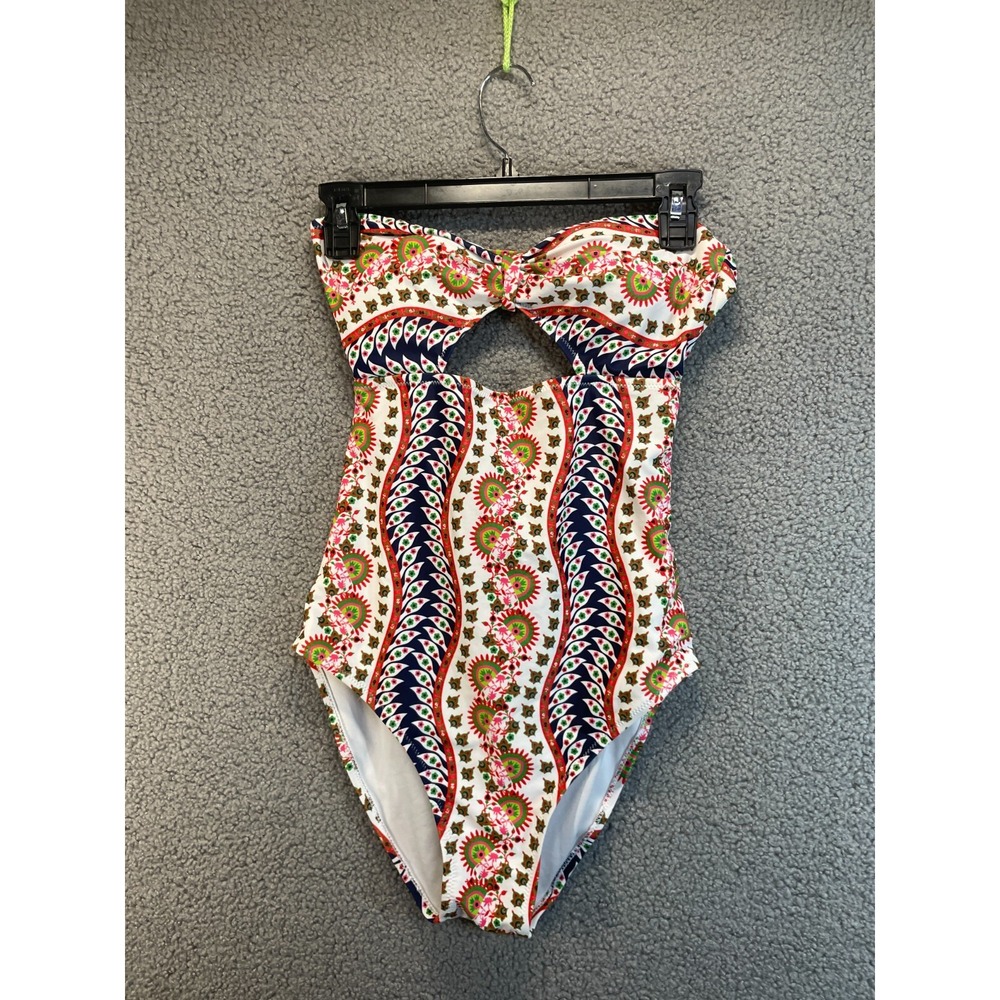 APPAREL Geometric Print Padded Sleeveless‎ One Piece Swimsuit Sz S